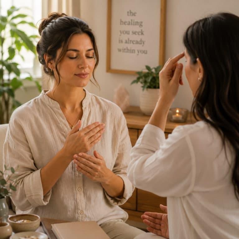 A practitioner working with a client at Art of Healing